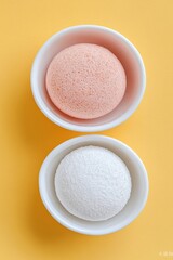 A range of cosmetic products, including masks, creams, serums, scrubs, and lotions, is showcased on a pink background, highlighting an assortment of beauty textures and samples