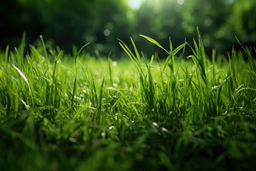 Fototapeta premium Green field outdoors grass plant.