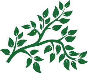 Tree with roots and green leaves