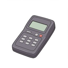 Grey Handheld Calculator Illustration on White Background