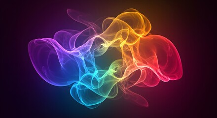 Colorful abstract background with flowing rainbow neon gradients.