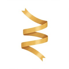 Golden Ribbon Swirl on White Background
