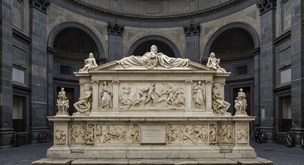 Obraz premium Monumental Sculpture in Grand Hallway Artistic Marble Masterpiece