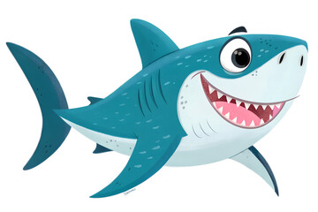 Naklejka premium Happy Cartoon Shark Character Illustration for Kids