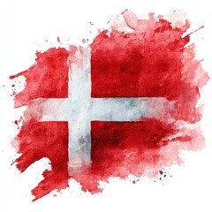 Watercolor Painting of the Danish Flag