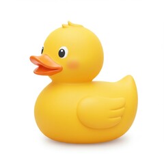 Yellow Rubber Duck Toy on White Background