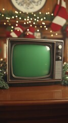Vintage TV Christmas Eve fireplace scene