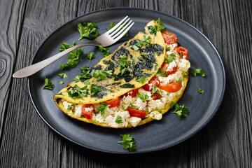 Spinach Onion Goat Cheese Cherry Tomato Omelette