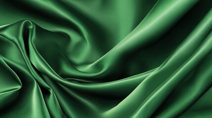 Fototapeta premium Green folded satin cloth with luxury style elegant fabric texture Vector illustration