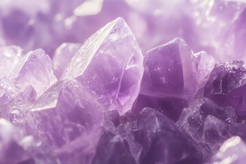 Fototapeta premium Close-up view of a cluster of amethyst crystals.