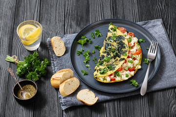 Spinach Onion Goat Cheese Cherry Tomato Omelette
