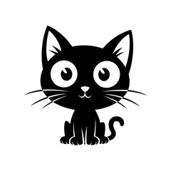 Obraz premium Cute Black Cat Cartoon Vector – Adorable Kitty Clipart for Kids, Stickers, and Pet Designs