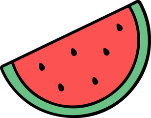 Simple Watermelon outline vector illustration