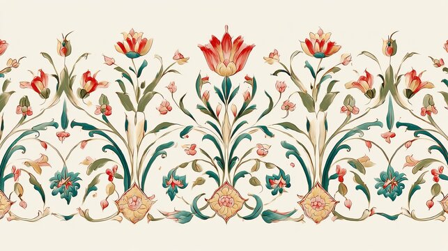 Mughal floral motif Indian art style perfect for logos and prints