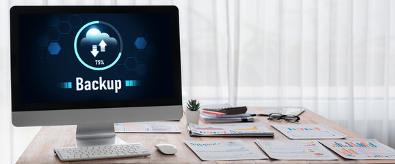 Backup Storage Data Internet Technology Business concept. Database storage cloud technology file...