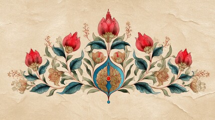 Mughal floral motif Indian art style perfect for logos and prints