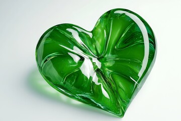Fototapeta premium Intricate heart-shaped glass object, vibrant green hue.