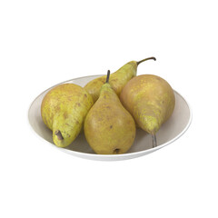Pears Conference on a plate isolated transparent background 3d rendering
