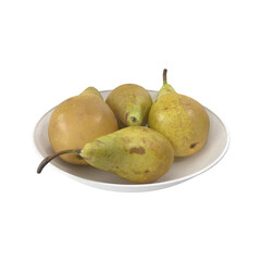 Pears Conference on a plate isolated transparent background 3d rendering
