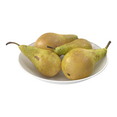 Pears Conference on a plate isolated transparent background 3d rendering
