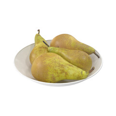 Pears Conference on a plate isolated transparent background 3d rendering
