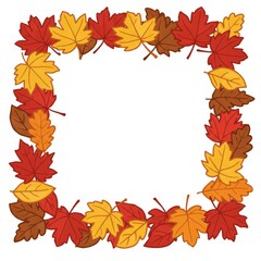 Autumn Leaves Frame: Red Orange Yellow Brown Maple Foliage