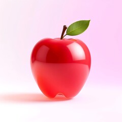 red apple with leaf