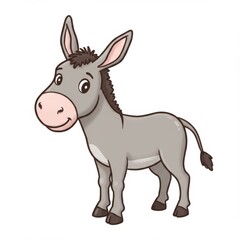 Fototapeta premium Cute Gray Donkey Cartoon Illustration