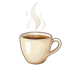 Obraz premium Warm Beige Coffee Cup with Steam Illustration