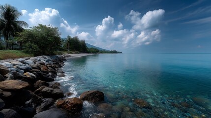Coastal scenery with rocks and turquoise water