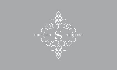Luxury art deco classic linear logo with initial S. Vector monogram, frame, border, label for your logo, badge or emblem