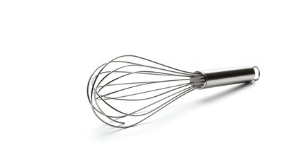 Metal whisk against white background