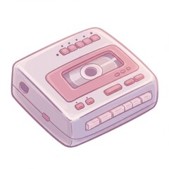 Fototapeta premium Pastel Pink Vintage Cassette Tape Player Illustration