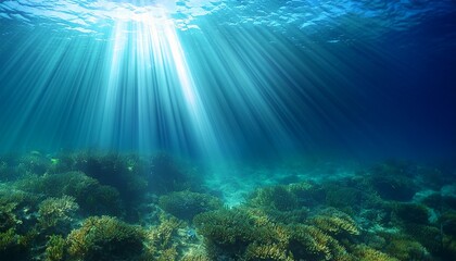 underwater scene with rays of light