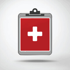 Obraz premium Medical clipboard displaying a red plus