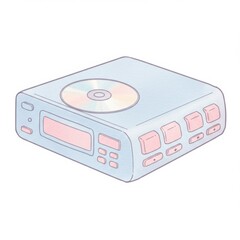 Fototapeta premium Pastel Blue and Pink Retro CD Player Illustration