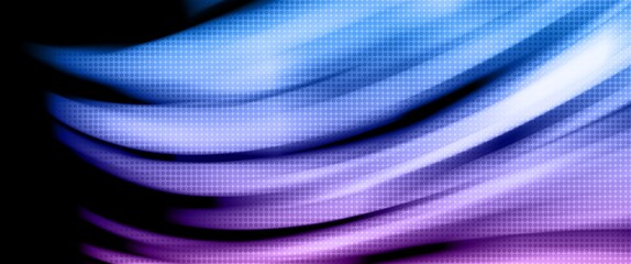 purple and blue abstract flowing wave with halftone texture