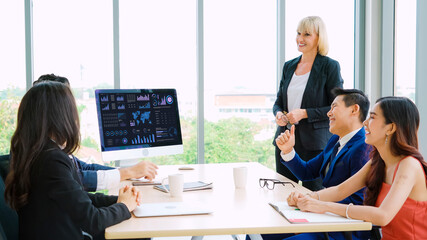 Business data dashboard provide business intelligence analytic for marketing strategy planning snugly with big data set to analyze customer demands and foreseeing business future