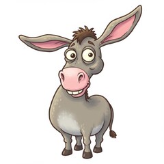 Cute Gray Donkey Cartoon Illustration