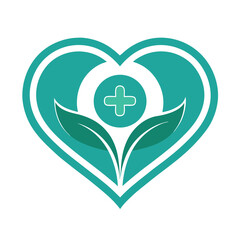 Obraz premium green heart with green leaves isolated icon on white background