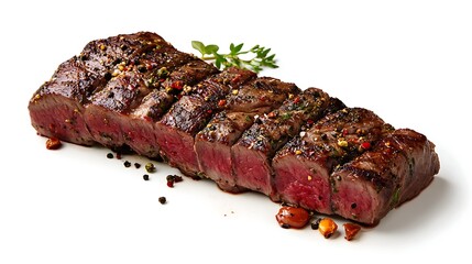 Ultra crisp raw Tri Tip Steak Black Angus beef isolated clean white