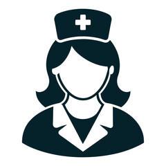 vector illustration of a nurse silhouette icon on white background