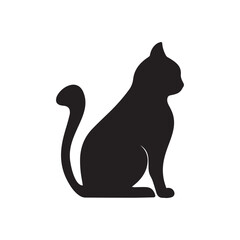 black cat silhouette, black cat on white background