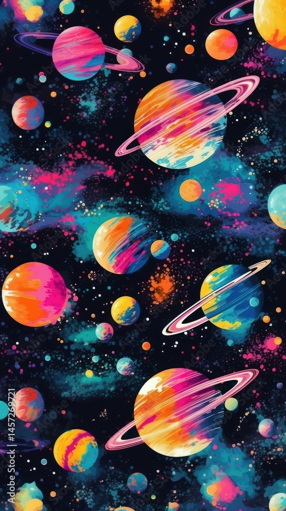 Canvas Prints space scene with planets and stars pattern backgrounds astronomy universe.