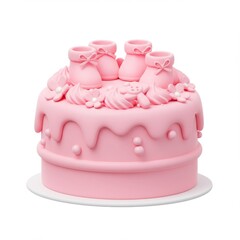 Pink Baby Shower Cake with Booties
