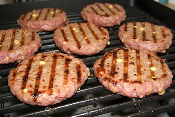 Perfectly Grilled Hamburger Patties with a Golden-Brown Crust