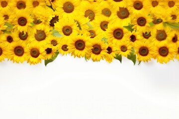 Naklejka premium Vibrant sunflowers on white background