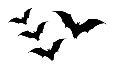 Fototapeta premium Simple Black Silhouette Bat Flying in a White Background