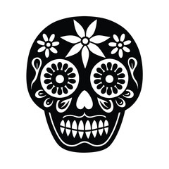 sugar skull bright floral decorations vector art silhouette