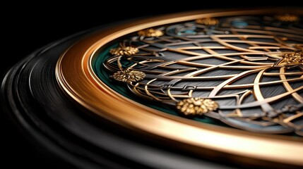 Ornate Golden and Black Circular Design: A Luxurious Masterpiece